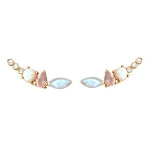 {la kaiser} rainbow moonstone and opal wing ear climbers